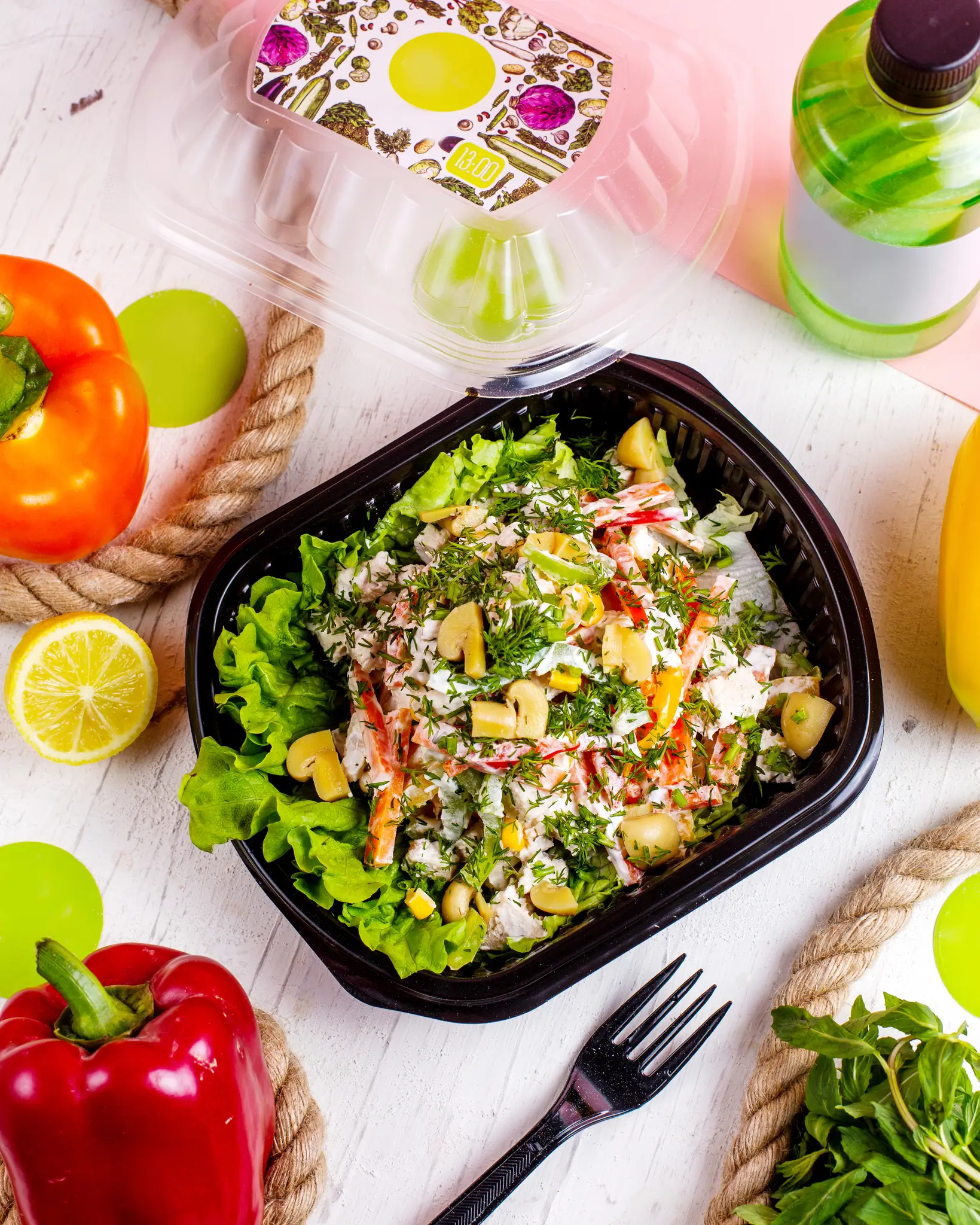 top-view-vegetable-salad-with-mushrooms-bell-peppers-carrot-dill-cream-sauce-delivery-box